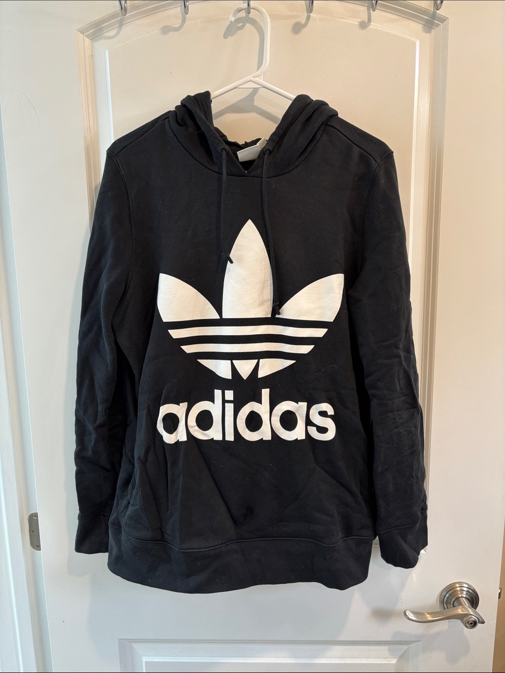 adidas Black Hoodie with White Trefoil Logo